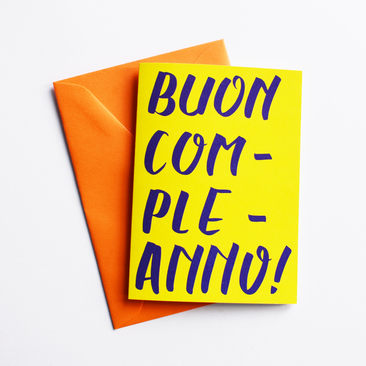 200007 Buon Compleanno - Birthday Card in Italian (Colour: Yellow-Blue) - Image 1
