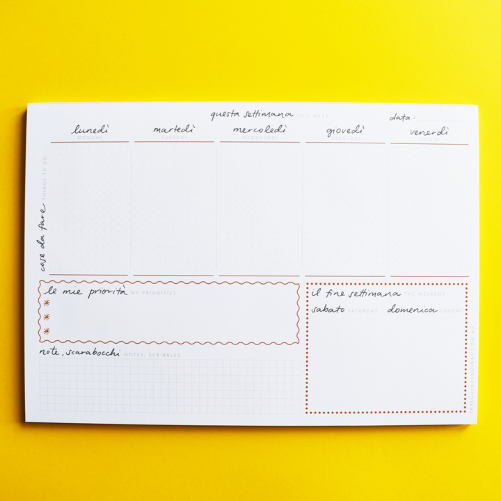 400004 A4 Weekly Planner Notepad - English-Italian - Image 1