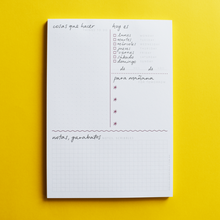 A5 To-Do List Notepad - English-Spanish